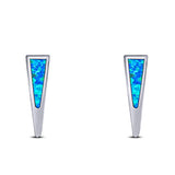 New Style Stud Earring Created Blue Opal Solid 925 Sterling Silver (12.4mm)