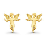 14K Yellow Gold Baby Angel Religious Studs Earring 11mm Wholesale