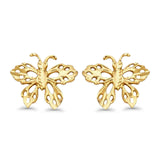 14K Yellow Gold 8mm Tiny Butterfly Filligree Studs Earring Wholesale