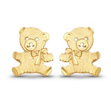 14K Yellow Gold 10mm Tiny Teddy Bear Studs Post Earring Wholesale