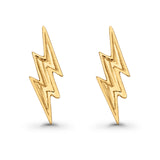 14K Yellow Gold 13mm Thunder Lightning Bolt Style Post Studs Earring Wholesale