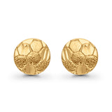 14K Yellow Gold 8mm Soccer Ball Style Post Studs Earring Wholesale