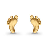 14K Yellow Gold 8mm Footprint Style Post Studs Earring Wholesale