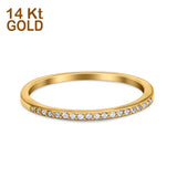 14K Yellow Gold Half Eternity Round Wedding Band Simulated CZ Ring Size 7