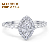 14K White Gold 0.21ct Round 11mm G SI Promise Diamond Engagement Wedding Ring Size 6.5