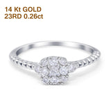 14K White Gold 0.26ct Round 6.3mm G SI Diamond Engagement Wedding Promise Ring Size 6.5