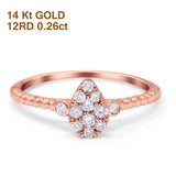 14K Rose Gold 0.26ct Pear 8.2mm G SI Diamond Engagement Wedding Solitaire Promise Ring Size 6.5