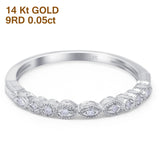 14K White Gold 0.05ct Round 2.2mm G SI Diamond Stackable Eternity Band Engagement Wedding Ring Size 6.5