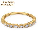 14K Yellow Gold 0.05ct Round 2.2mm G SI Diamond Stackable Eternity Band Engagement Wedding Ring Size 6.5