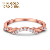 14K Rose Gold 0.15ct Round 2.2mm G SI Diamond Stackable Curved Accent Eternity Band Engagement Wedding Ring Size 6.5