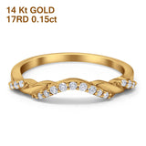 14K Yellow Gold 0.15ct Round 2.2mm G SI Diamond Stackable Curved Accent Eternity Band Engagement Wedding Ring Size 6.5