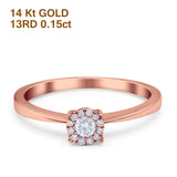 14K Rose Gold 0.15ct Round 5mm G SI Diamond Solitaire Promise Engagement Wedding Ring Size 6.5