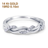 14K White Gold 0.10ct Round 3.7mm G SI Diamond Eternity Engagement Wedding Ring Size 6.5