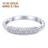 14K White Gold 0.18ct Round 4mm G SI Diamond Eternity Engagement Stackable Wedding Trendy Band Ring Size 6.5