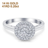 14K White Gold 0.20ct Round 9mm G SI Diamond Engagement Wedding Ring Size 6.5