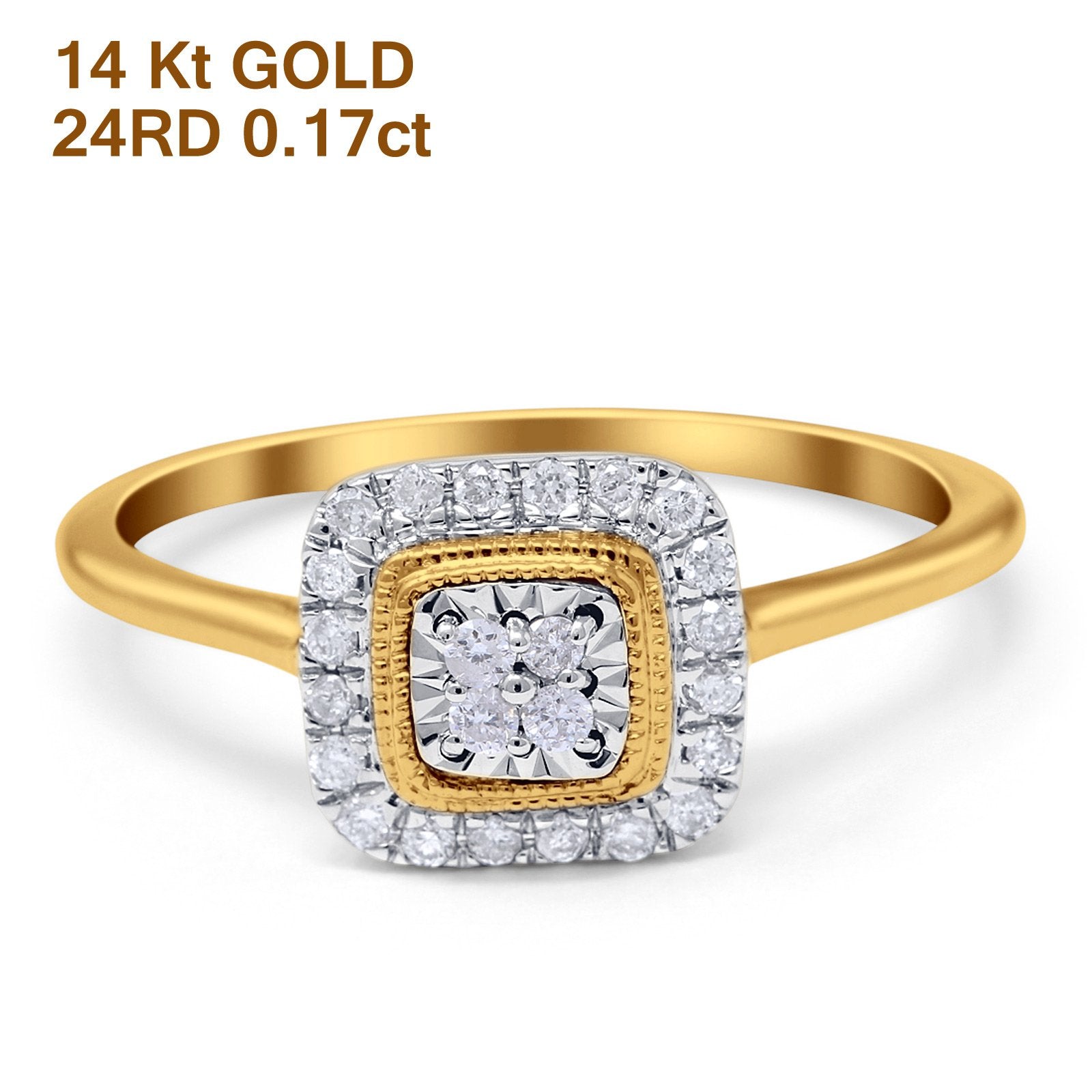 14K Gold 0.17ct Princess 8.7mm G SI Diamond Engagement Wedding Ring Yellow Gold / 6 14K Gold 0.17ct Princess 8.7mm G SI Diamond Engagement Wedding Ring Yellow Gold / 6