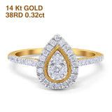 14K Yellow Gold 0.32ct Round 11mm G SI Diamond Engagement Wedding Ring Size 6.5