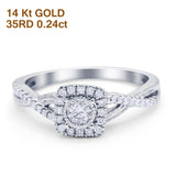14K White Gold 0.24ct Square Shaped Twisted Prong 7.5mm G SI Diamond Engagement Wedding Ring Size 6.5