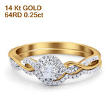 14K Yellow Gold 0.25ct Round 6mm G SI Diamond Engagement Solitaire Bridal Set Wedding Ring Size 6.5