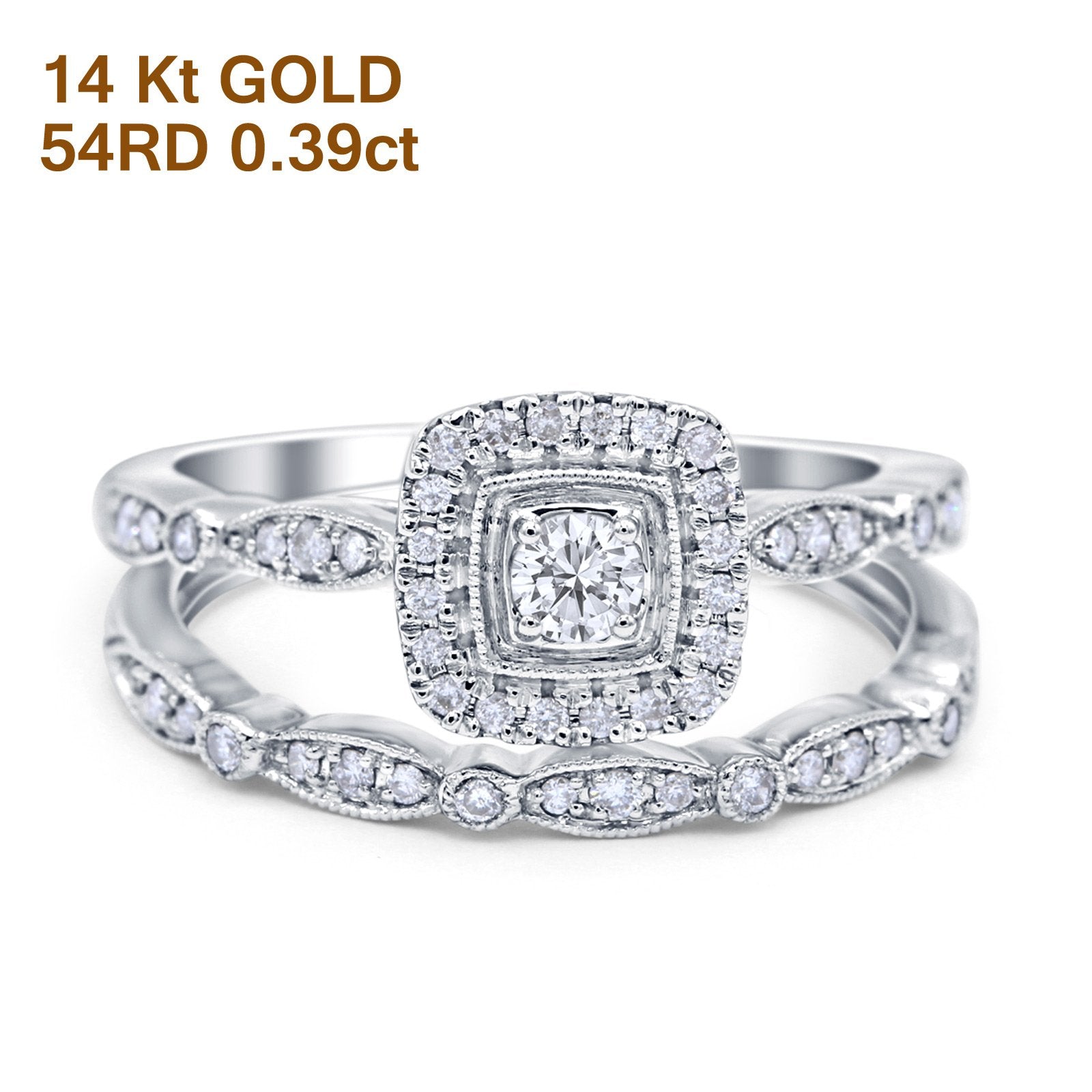 14K White Gold Square Shape G SI Diamond Engagement Brida