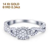 14K White Gold 0.34ct Round 6mm G SI Diamond Infinity Engagement Wedding Ring Size 6.5