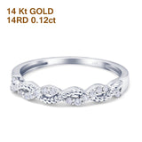 14K White Gold 0.12ct Round 3mm G SI Diamond Half Eternity Engagement Wedding Anniversary Band Ring Size 6.5