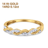 14K Yellow Gold 0.12ct Round 3mm G SI Diamond Half Eternity Engagement Wedding Anniversary Band Ring Size 6.5