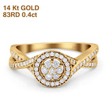 14K Yellow Gold 0.4ct Round 8mm G SI Diamond Twisted Band Engagement Wedding Ring Size 6.5