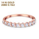 14K Rose Gold 0.16ct Round 3mm G SI Diamond Half Eternity Engagement Wedding Anniversary Stackable Band Ring Size 6.5