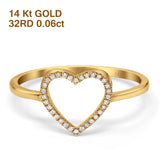 14K Yellow Gold 0.06ct Heart Cut Out 3/8mm G SI Diamond Eternity Band Engagement Wedding Ring Size 6.5