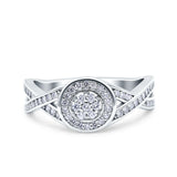 Half Eternity Halo Art Deco Ring Wedding Infinity Band Round Pave Simulated CZ 925 Sterling Silver (9mm)
