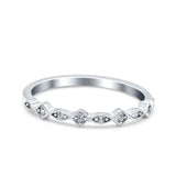 Marquise Half Eternity Ring Engagement Band Round Pave Simulated CZ 925 Sterling Silver (3mm)