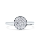 9mm Pave Round Circle Disk Ring Thumb Ring Round CZ 925 Sterling Silver