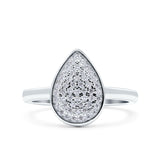 Pear Wedding Engagement Ring Band Pave Simulated Cubic Zirconia 925 Sterling Silver (13mm)