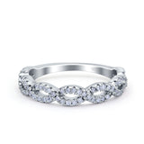 Half Eternity Infinity Ring Wedding Band Round Pave Simulated CZ 925 Sterling Silver (4mm)