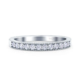 Half Eternity Ring Wedding Engagement Band Round Pave Simulated CZ 925 Sterling Silver (3mm)