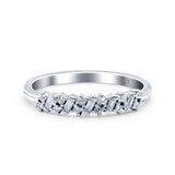 Cluster Half Eternity Baguette Ring Wedding Band Pave Simulated CZ 925 Sterling Silver (3mm)