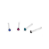 Nose Stud Color Simulated Cubic Zirconia Ball End 925 Sterling Silver 1.5mm-(20 Nose Studs in a Box)