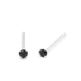 Nose Stud Simulated Black Cubic Zirconia 925 Sterling Silver-1.8mm(20 Nose Studs in a Box)