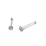 Ball Nose Stud Simulated Cubic Zirconia 925 Sterling Silver 1.5mm