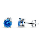 Solitaire Stud Earring Blue Topaz CZ 925 Sterling Silver Wholesale