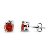 Solitaire Push Back Stud Earring Round Simulated Garnet 925 Sterling Silver Wholesale