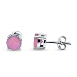 Solitaire Push Back Stud Earring Created Pink Opal 925 Sterling Silver Wholesale