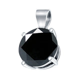 Round Simulated Black CZ Charm Pendant 925 Sterling Silver (8mm)