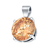 Round Simulated Champagne CZ Charm Pendant 925 Sterling Silver (8mm)