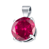 Round Simulated Ruby CZ Charm Pendant 925 Sterling Silver (8mm)