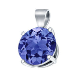 Round Simulated Tanzanite CZ Charm Pendant 925 Sterling Silver (8mm)