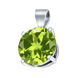 Simulated Peridot Cubic Zirconia Round Charm Pendant 925 Sterling Silver (10mm)