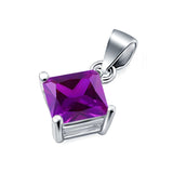 Solitaire Pendant for Necklace Simulated Amethyst Cubic Zirconia 925 Sterling Silver