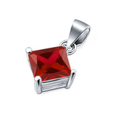 Solitaire Pendant for Necklace Simulated Garnet Cubic Zirconia 925 Sterling Silver